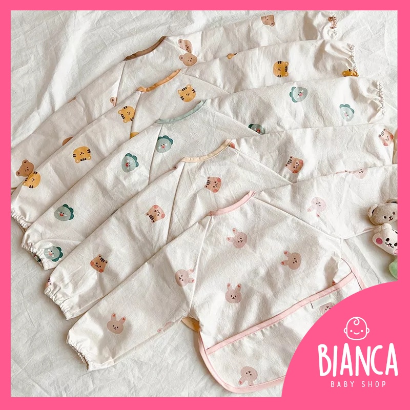 BIANCA - BEAR SERIES Bibs Anak Lengan Panjang Premium Korea Full Waterproof