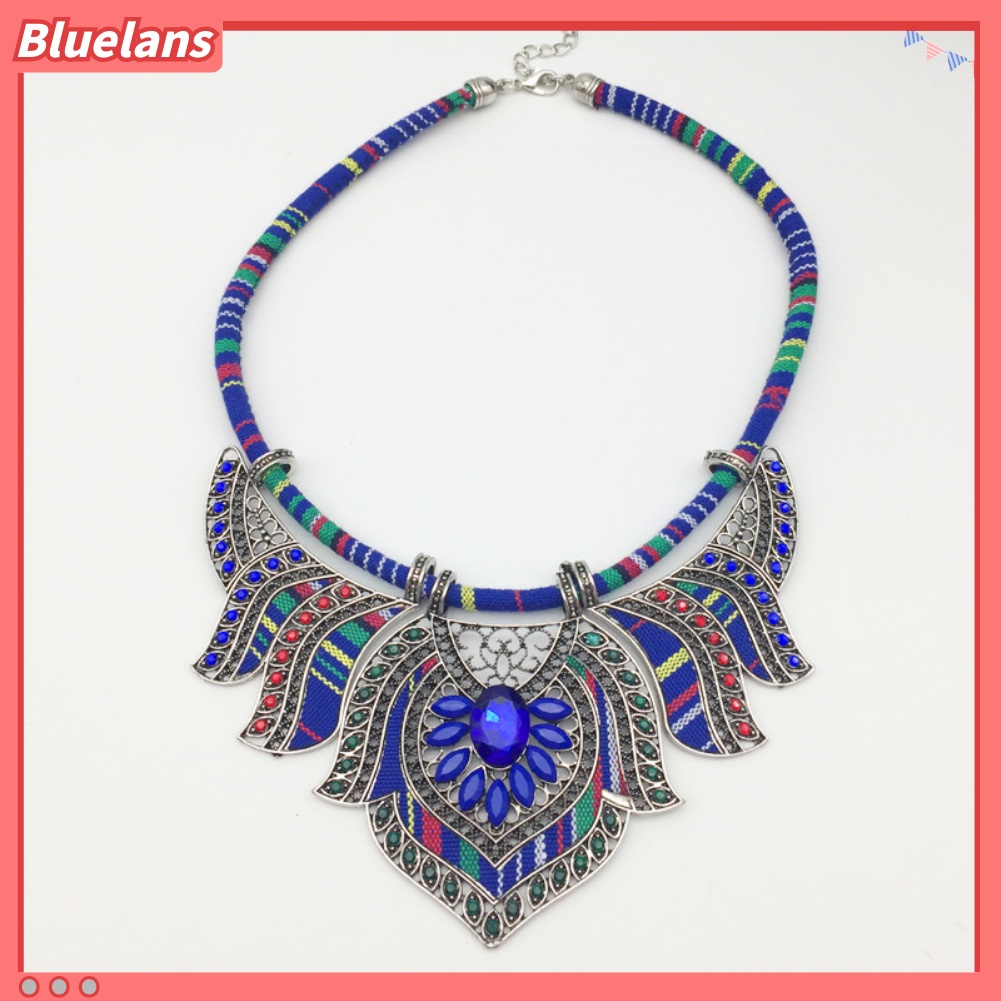 Bluelans Kalung Liontin Berlian Imitasi Gaya Tribal Vintage Untuk Wanita