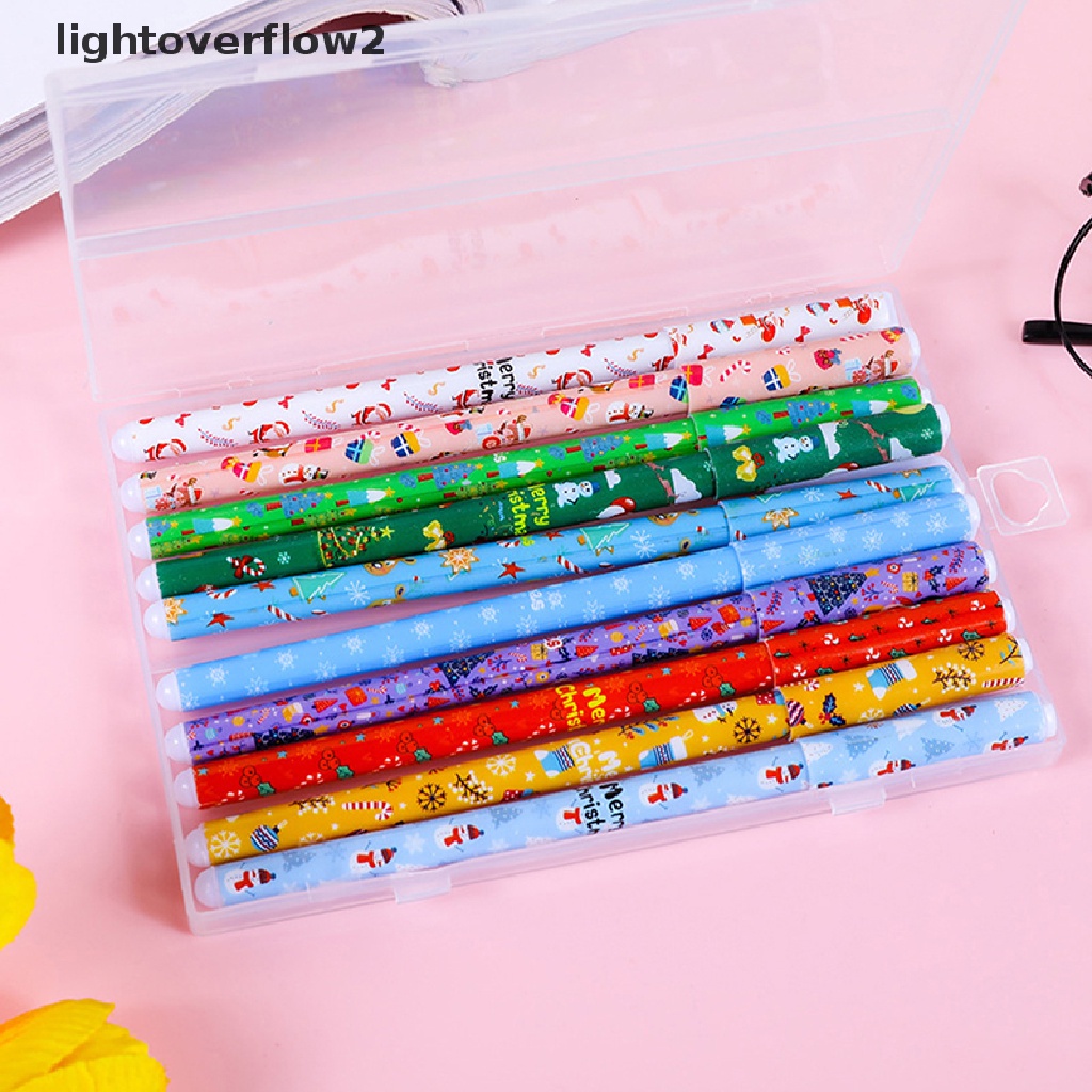 (lightoverflow2) 10pcs / Set Pulpen Gel Motif Kartun Natal Untuk Stationery Sekolah / Kantor