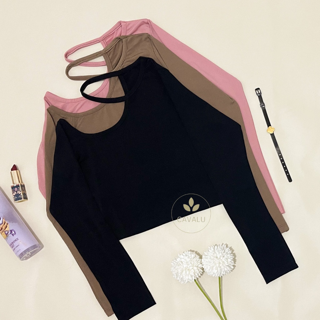 CAVALU Baju Lengan Panjang Wanita Korean Crop Top Longsleeve Baju Korea 188