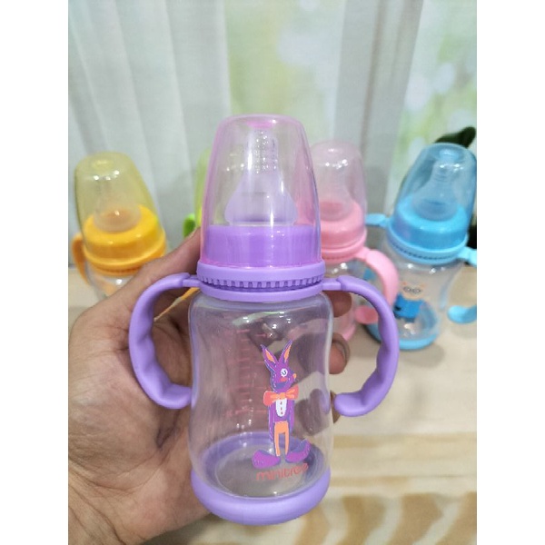 Botol Susu Nipple Ulir Dengan Pegangan Karakter Lucu BPA Free/SlimNeck 150 ml