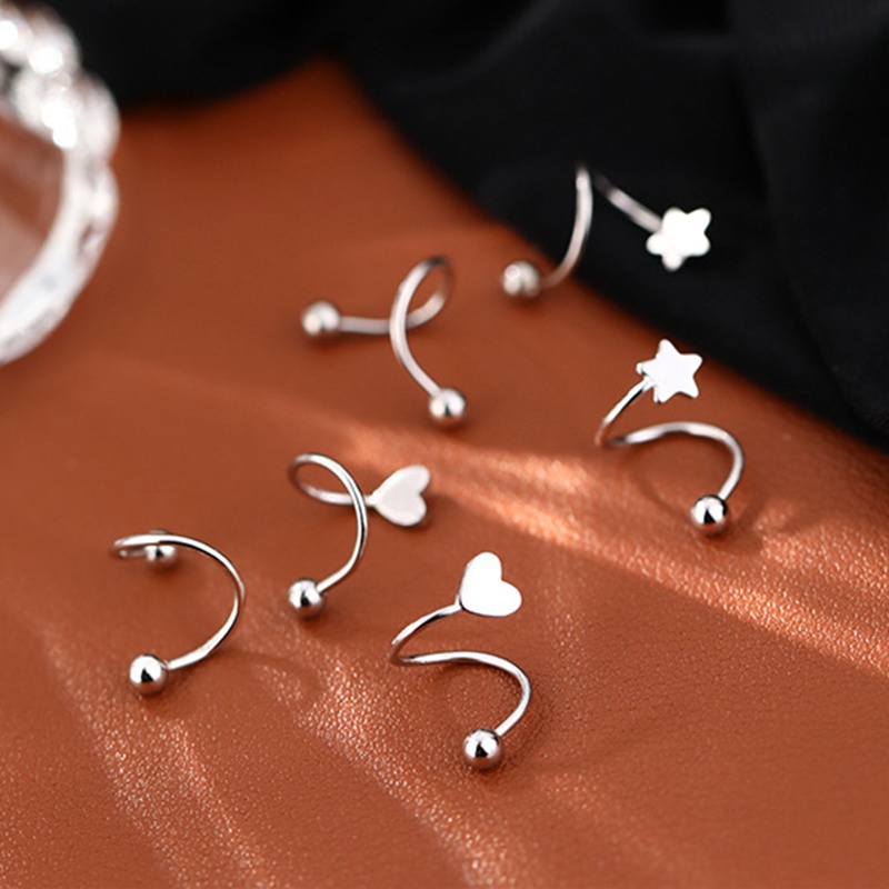 Roselife 1pc Anting Tusuk Bentuk S Spiral Bahan Stainless Steel Hypoallergenic Untuk Wanita
