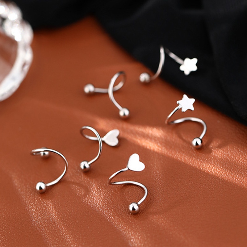 Roselife 1pc Anting Tusuk Bentuk S Spiral Bahan Stainless Steel Hypoallergenic Untuk Wanita