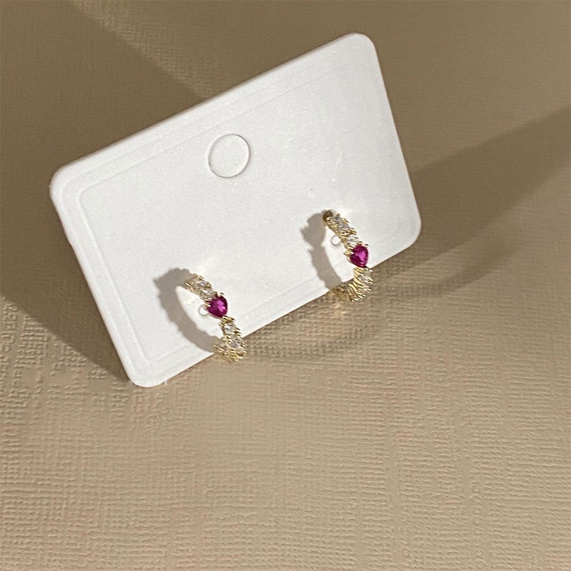 Hello Anting Tusuk Berlian Imitasi Bentuk Hati Warna Merah Untuk Wanita 2022