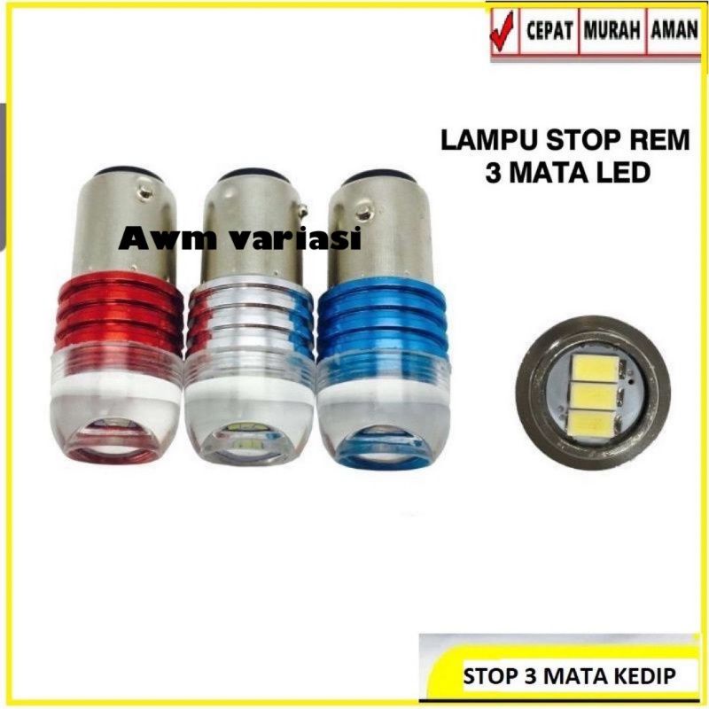 LAMPU LED STOP 3 MATA BAYONET GERMAN FLASH / KEDIP HARGA PER BIJI / 1 PCS