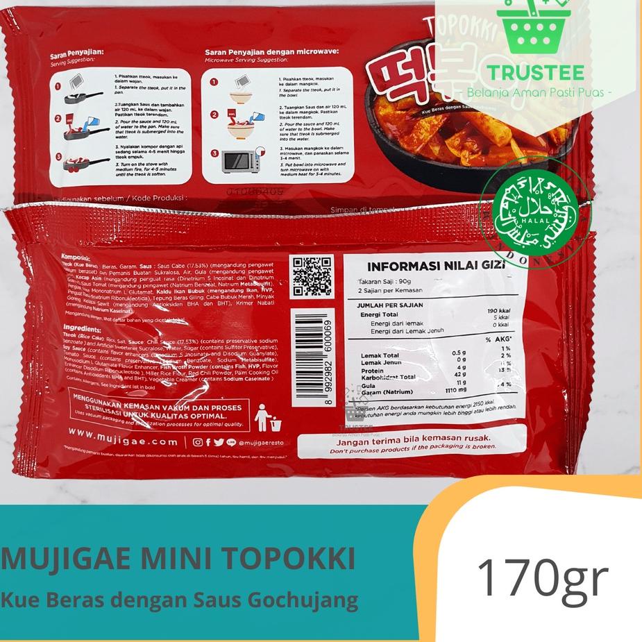 

️✔️✔️ Mujigae Topokki Halal 170 gr / Tteokbokki Instan / Tokpoki / Topoki / Makanan Korea Instan grosir