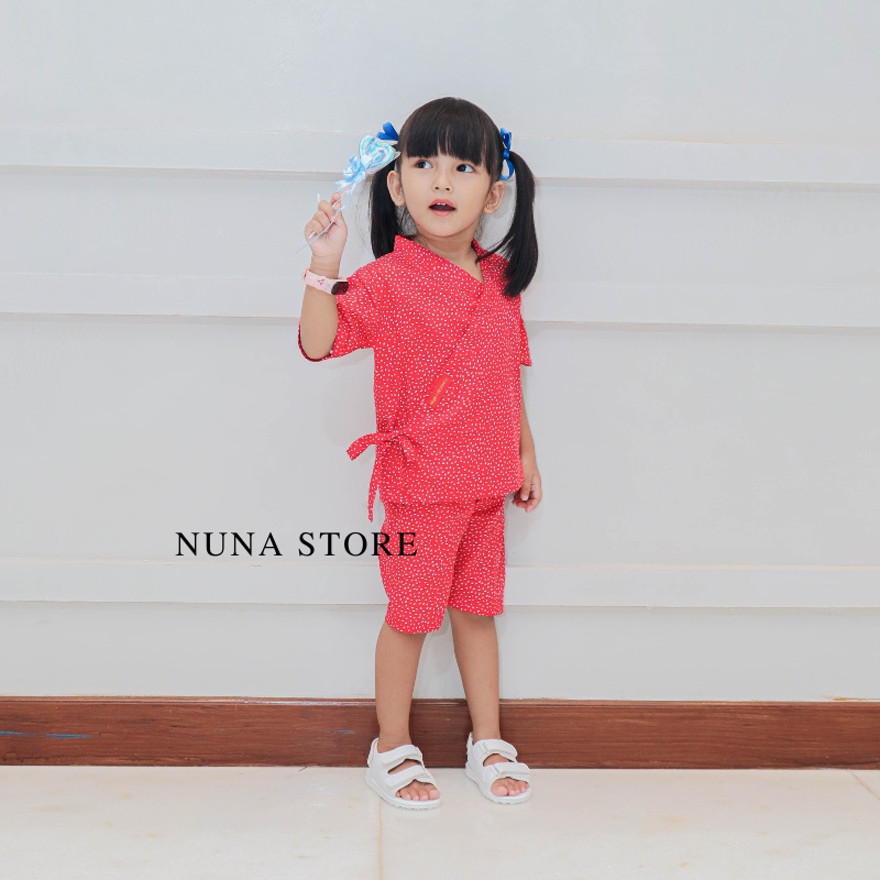 Nuna Store Kimono Baju Pendek Kimono Bayi Celana Pendek One Set Kimono Takoyaki Usia 1 – 3 Tahun