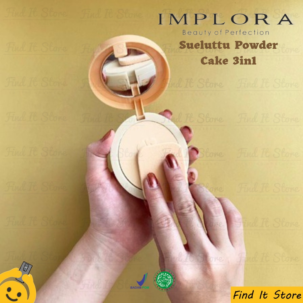 Implora Sueluttu Powder Cake 3in1 320 | Two Way Cake Foundation | Bedak Padat | Foundation Powder BPOM Original