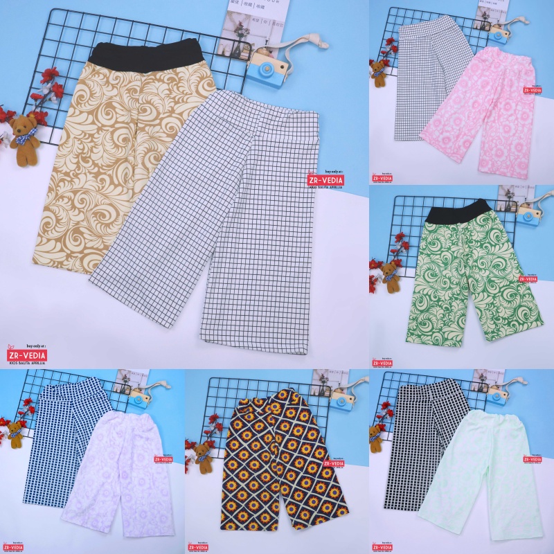 Kulot Motif uk 12-15 Tahun / Celana 3per4 Anak Perempuan Celana Pendek Pants Kulot Bawahan Kiosbalitaaprillia