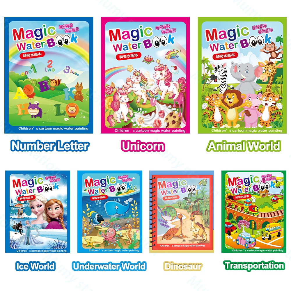 Mumystation Magic Water Book / buku mewarnai /Buku mewarnai water doodle