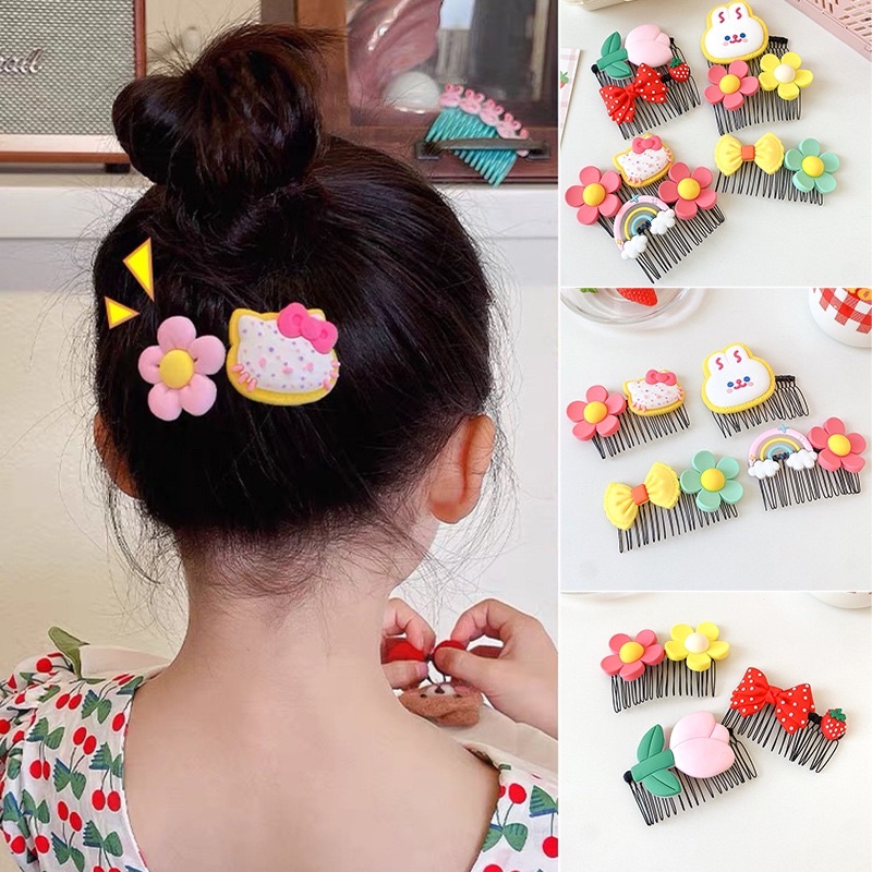 Delunashop_Acc Sirkam Rambut Anak Motif bu ga hello kitty rainbow Gaya Korea Import