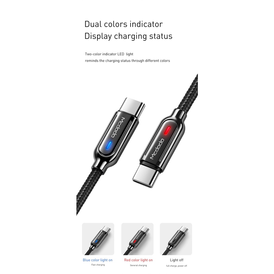 MCDODO CA-6190 Cable USB to Type C Fast Charge Auto Off Quick Charger