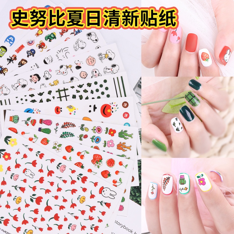 Sticker Dekorasi 3D Kuku Hiasan Stiker Kuku Tipis Ultra Thin Waterproof Model Kartun Buah Bunga Karakter Lucu Unik Cantik Elegan Cocok Untuk Anak anak Hingga Wanita Dewasa Nail Art Manicure Sticker