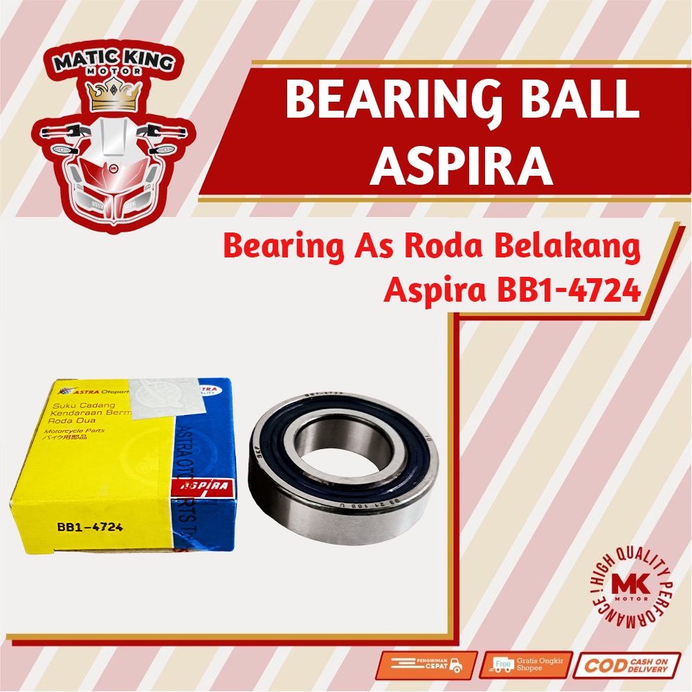 Bearing As Roda Belakang Beat Scoopy Vario 110 Beat fi KZL K44 60/22 BB1-4724 Aspira