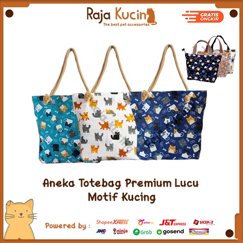 Totebag premium lucu motif kucing