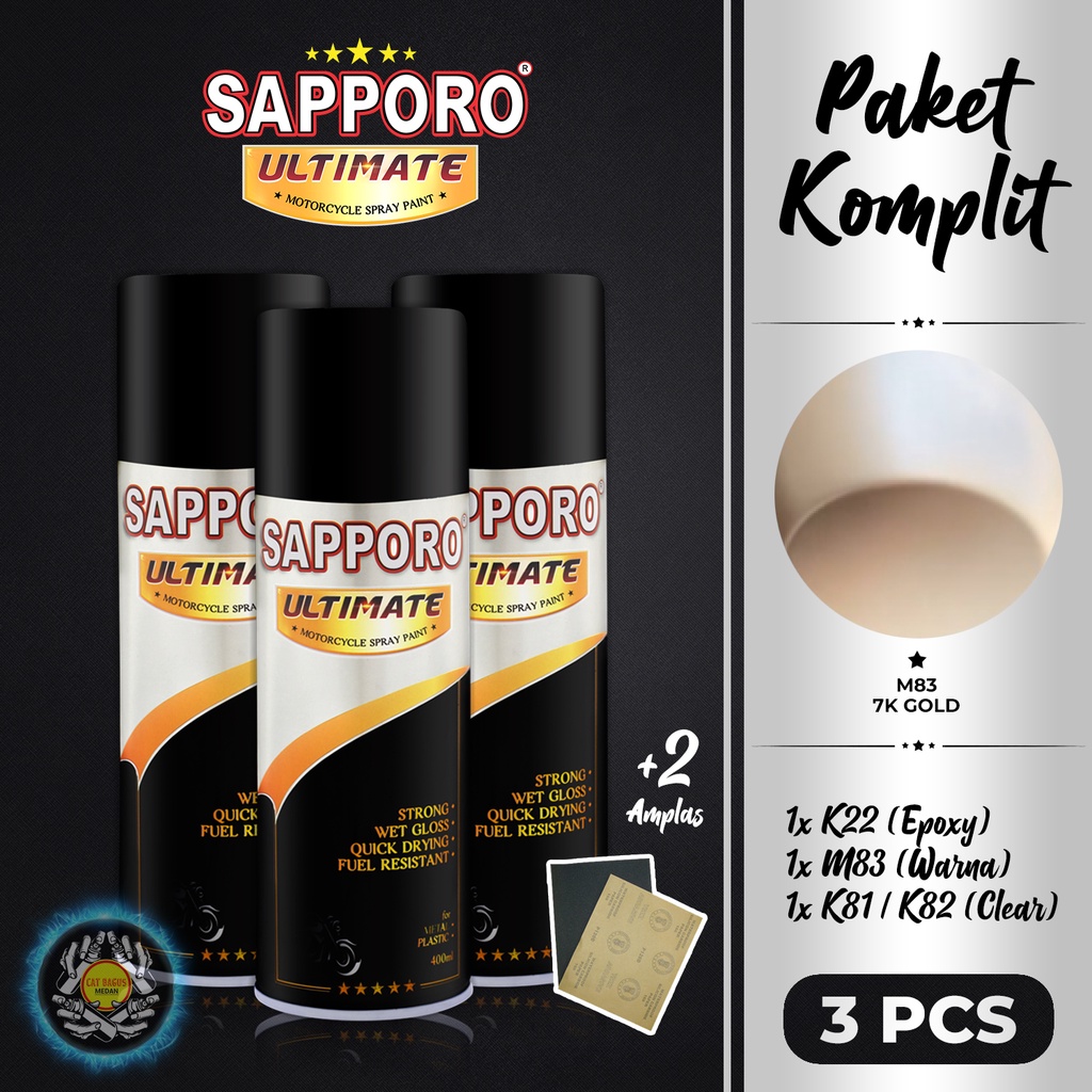 PAKET M83 7K GOLD SAPPORO ULTIMATE CAT SEMPROT 400 ML WARNA SILVER EMAS LIGHT BRONZE BEIGE GR YARIS 