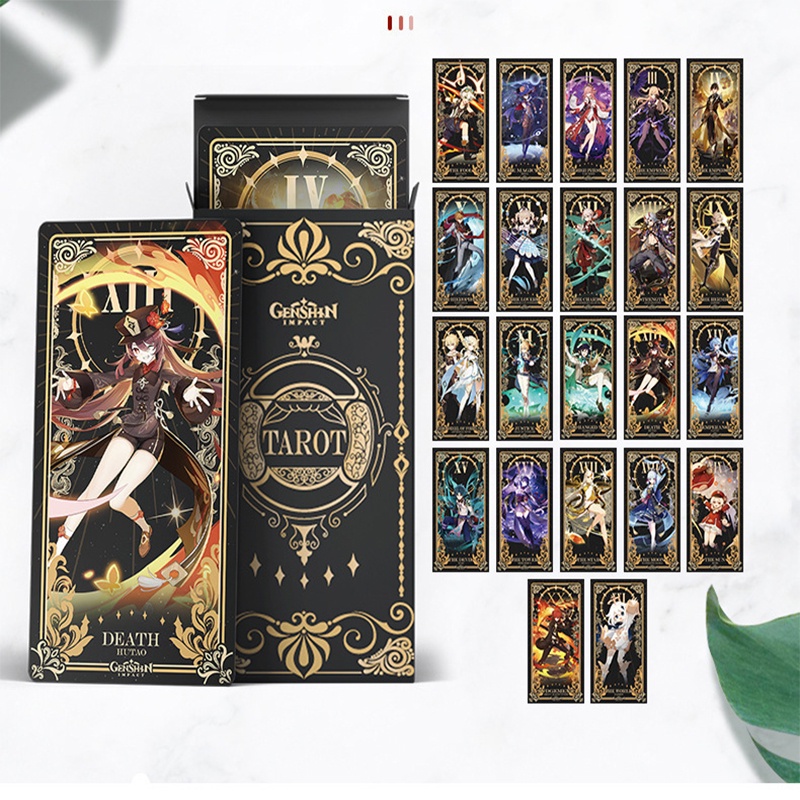 22 Pcs / set Kartu Tarot Desain Anime Komik Genshin Impact Beelzebul Miko Kazuha Untuk Koleksi