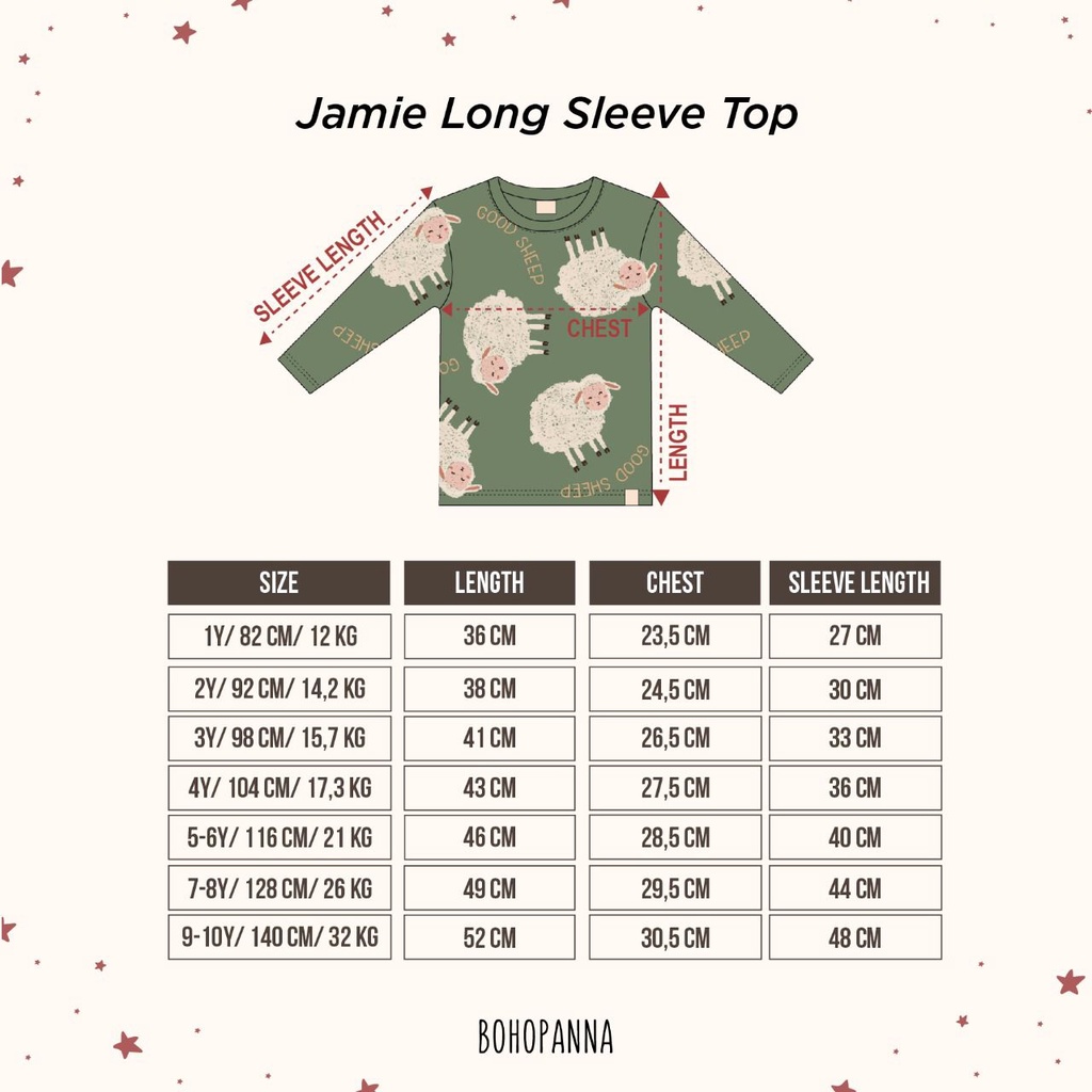 BOHOPANNA Jamie 1-10 Tahun Jamie Long Sleeve Top / Jamie Long Pant CBKS