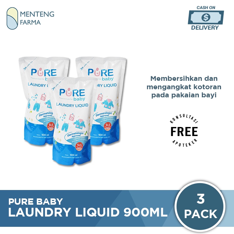 Pure Baby Combo Laundry Liquid 900 mL - Cairan Pembersih Pakaian Bayi