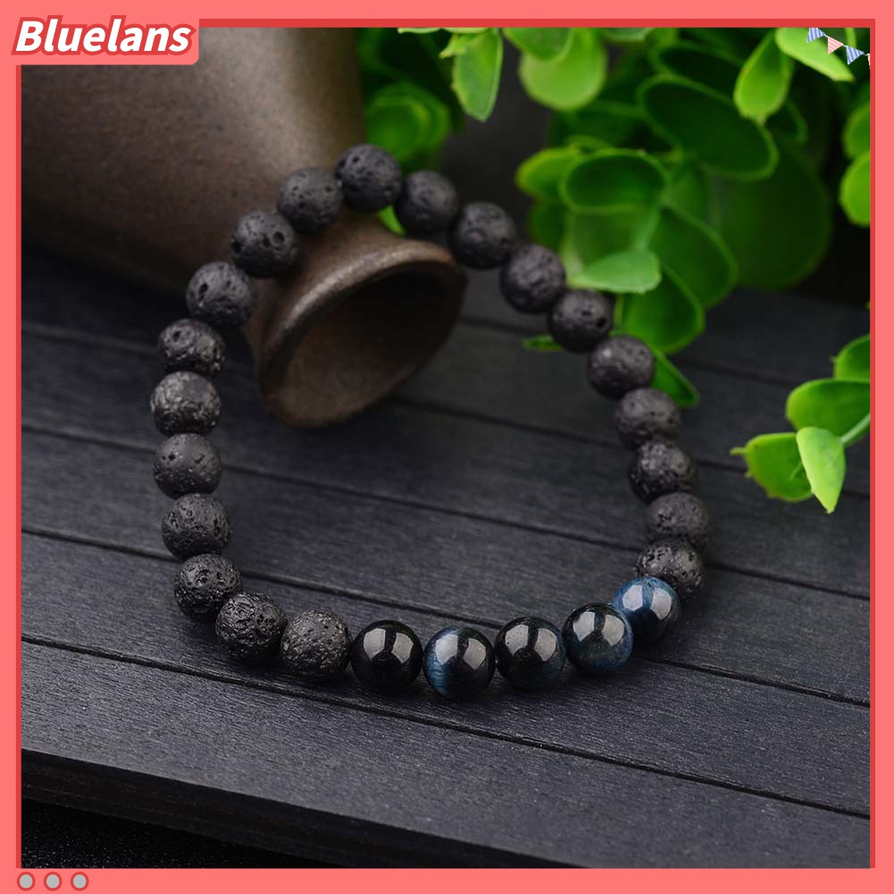 Gelang Manik-Manik Batu Alam Tiger Eye Elastis Untuk Unisex