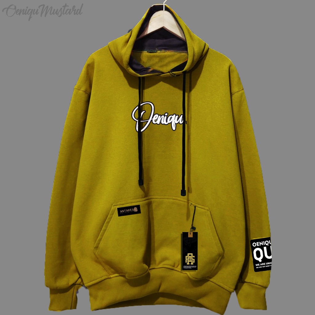 HOODIE PRIA SIZE JUMBO L-XL-XXL-XXXL-XXXXL-XXXXXL BAHAN TEBAL MOTIF UNIQ MUSTARD