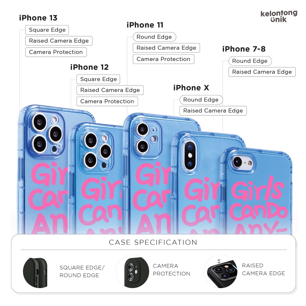 (Seri 1) For iPhone - Girl's Power Neon Shock Proof Case with Camera Protection