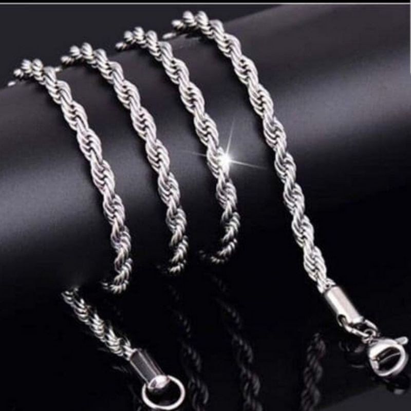 Kalung Elegant Anti Karat Titanium Model Rantai 5mm - 60cm