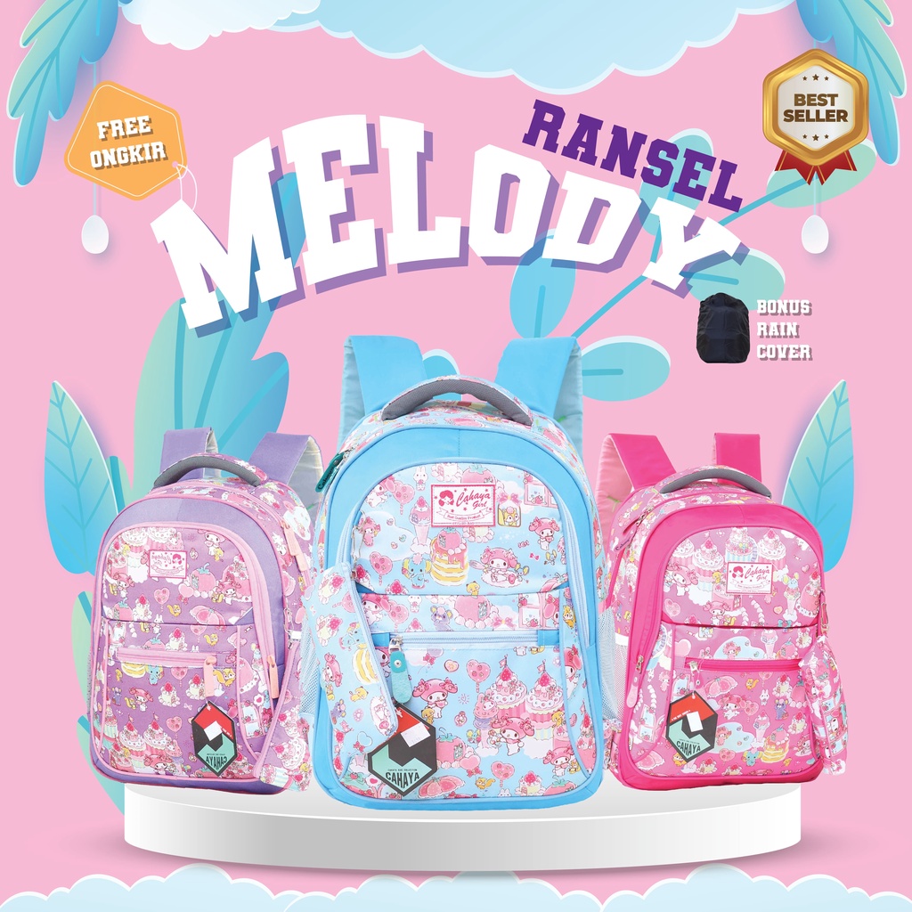 Ransel Anak Perempuan Tas Gendong Sekolah Sd Anak Anak Melody Pink Terlaris COD