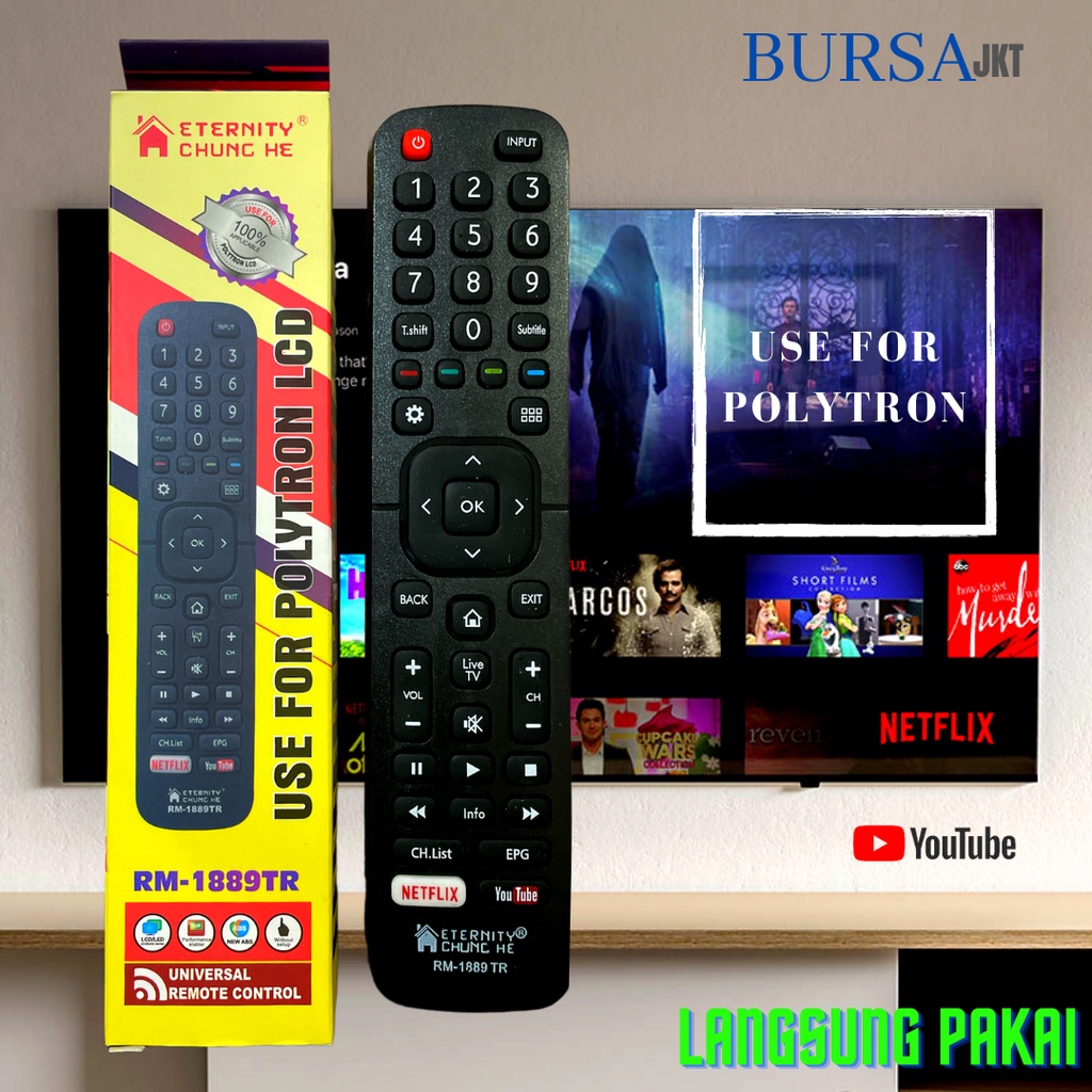 REMOTE REMOT POLYTRON HISENSE SMART TV YOUTUBE NETFLIX LANGSUNG PAKAI 81J112