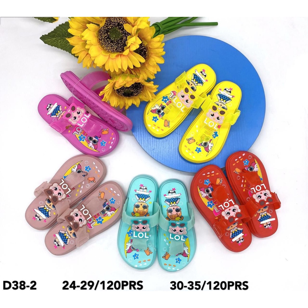 Sandal Anak Perempuan Jepit Karet Jelly Import Breslin D38-2 Kekinian Umur 1 Sampai 6 Tahun Size 24 