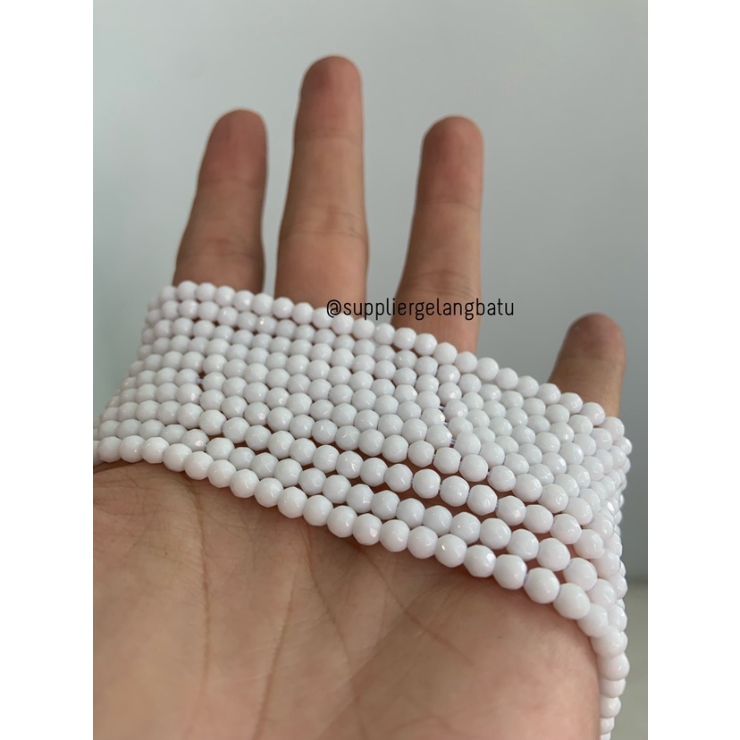 batu WHITE ONYX PUTIH FACETED BEADS 4mm cutting bahan gelang kalung