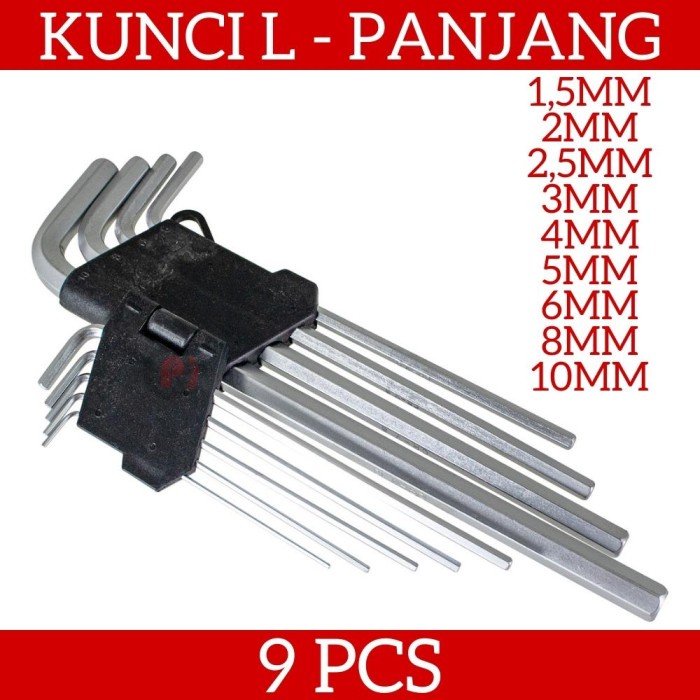 Kunci L Model Long Panjang Torx Hex Key Bintang 9 Pcs Set