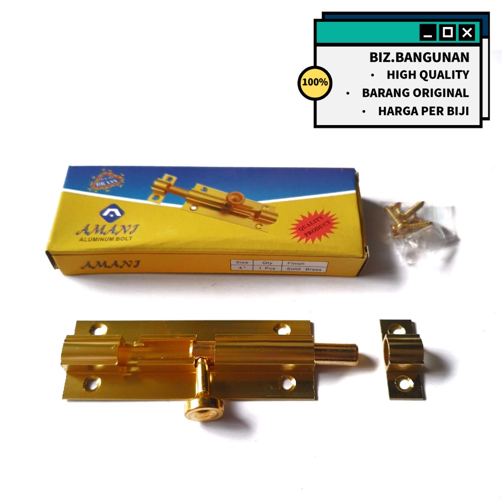 GRENDEL ALUMINIUM 4 INCH PUTIH / KUNING - GERENDEL SELOT PINTU - JENDELA 4&quot; IN