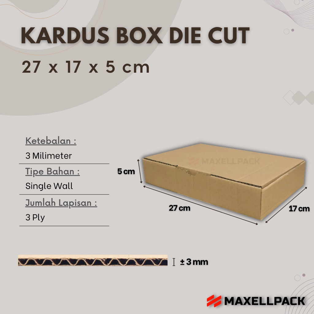 

Kardus Box Die Cut 27x17x5 CM Dus Packing Packaging Hampers Polos