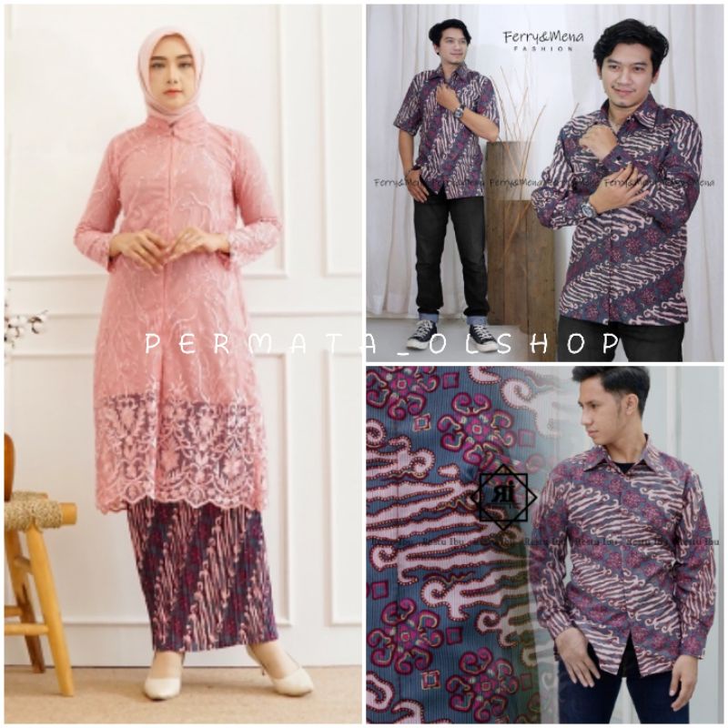 Permata Olshop / Couple Kebaya Tunik Busui Modern / Kebaya Couple Kemeja Batik Premium / Couple Batik Modern / Couple Kebaya Modern Busui