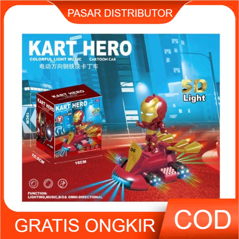 Mainan Anak KART HERO IRON MAN Colorful Light Music B/O Mainan Robot