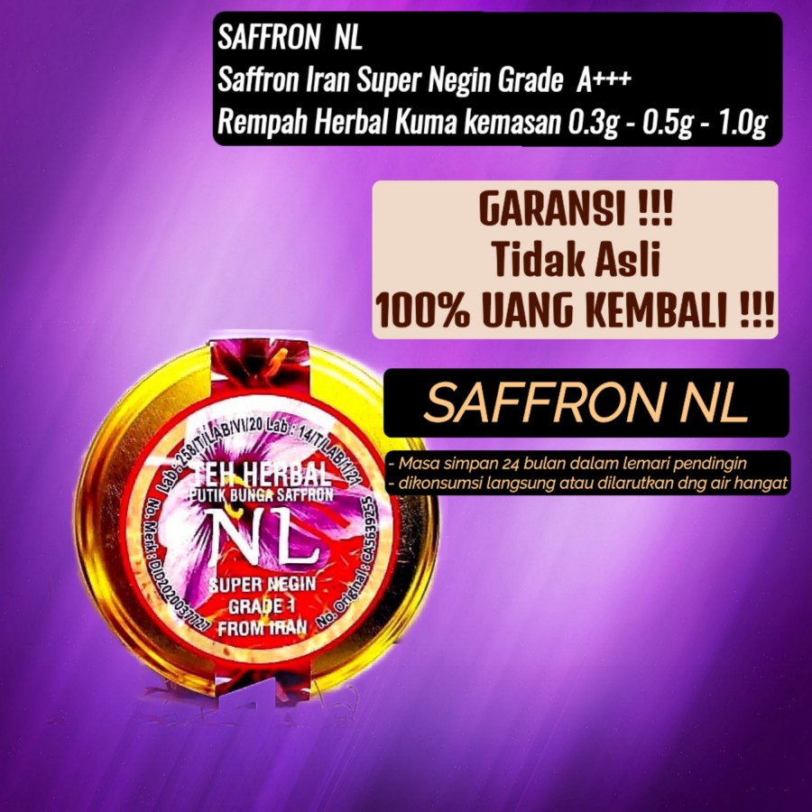 

Teh SAFFRON NL 100% ORIGINAL Iran Super Negin Grade A+ 1.0 g herbal