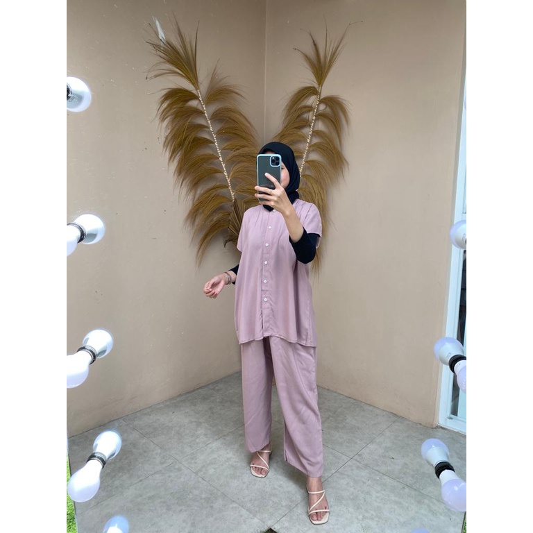 set kemeja rayon polos