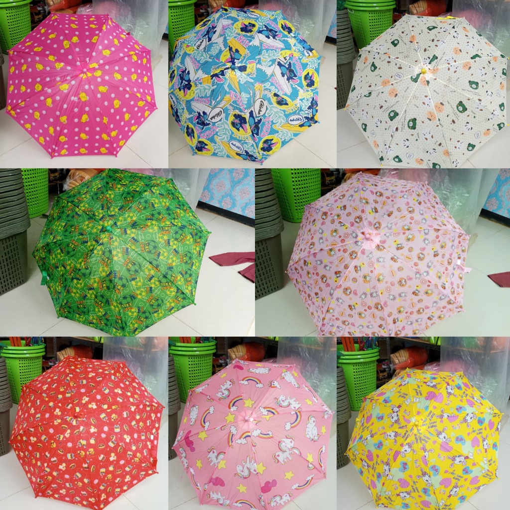 payung anak anak murah,payung karakter frozen,kuda poni,Shofia ,princes,hello kity,bunga dan lainnya