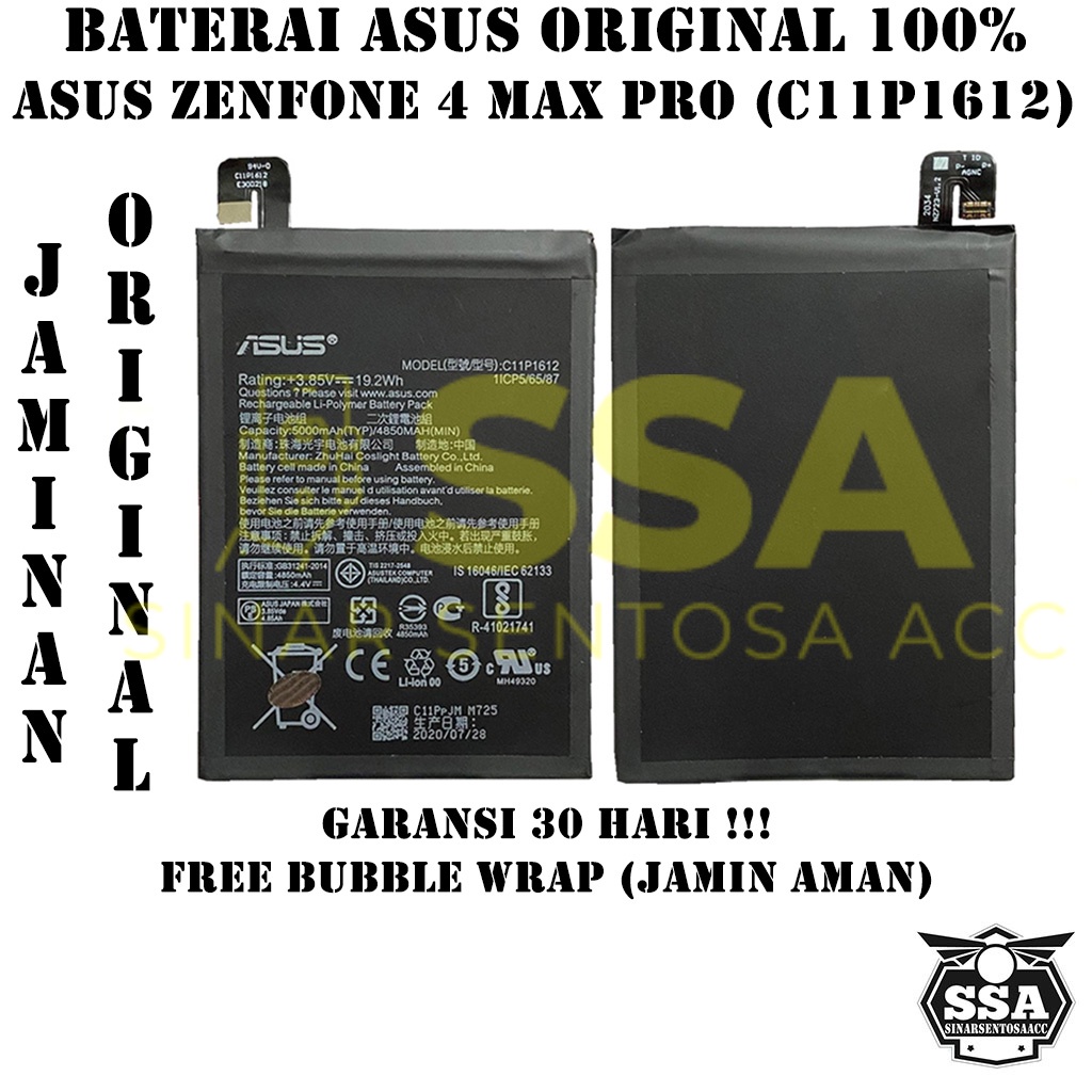 Baterai Original 100% Asus Zenfone 4 Max Pro 5.5&quot; ZC554KL 3 Zoom ZE553KL Zoom S C11P1612 X001D Z001HD Z001HDA 5.5 INCH Batre Batrai Batrei Battery Ori HP Batu Batere Garansi Murah Awet Garansi