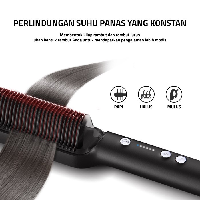 GM Bear Catokan Sisir Pelurus Rambut Elektrik 1558 - Hair Straightener Curler 2 in 1