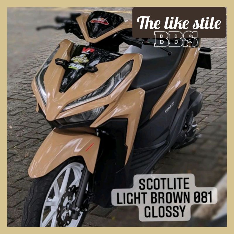 Sticker Scotlite Coklat Muda Glossy Skotlet Motor Light Brown Scotlet Motor Vario Scoopy Nmax Pcx
