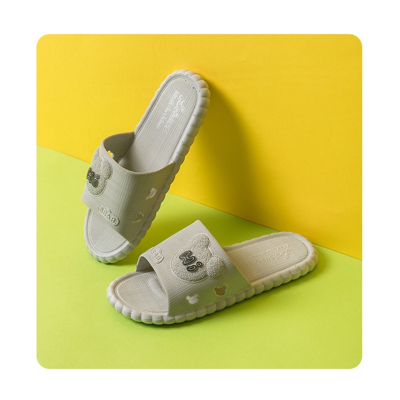 FY Sandal Slop Jelly Karet Couple Pria / Wanita Motif Hi-BEAR Timbul Simple Trendy