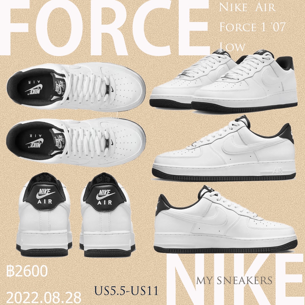 Nike Air Force 1 '07 Low White+Black 100% Genuine Sneakers Sneakers Running Shoes Nike Shoes