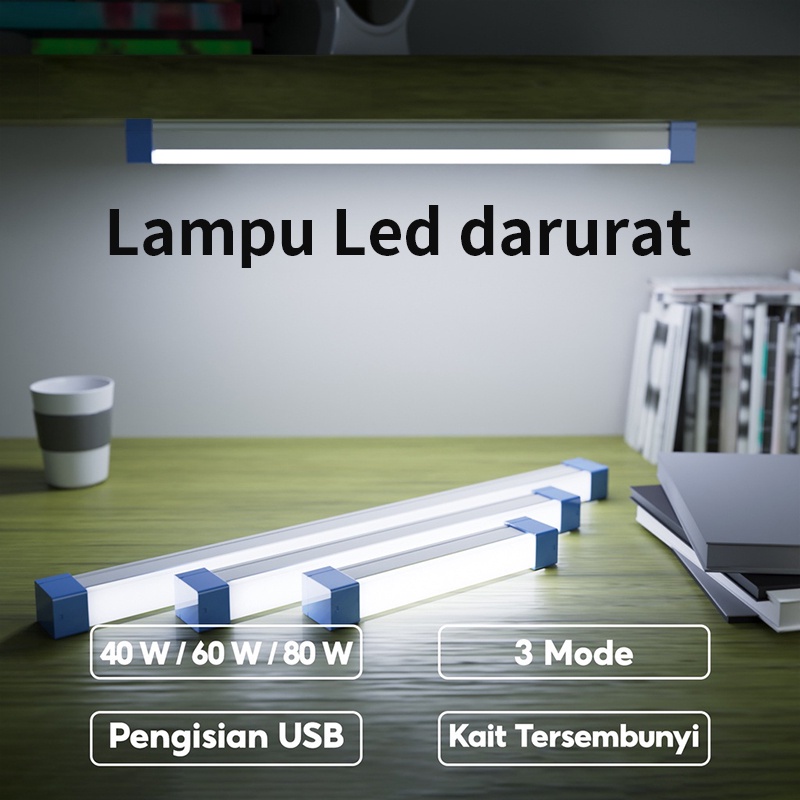 Lampu emergency LED Super terang 30W 60W 80W bisa tempel / di gantung / lampu darurat / lampu belajar / lampu camping / lampu portable