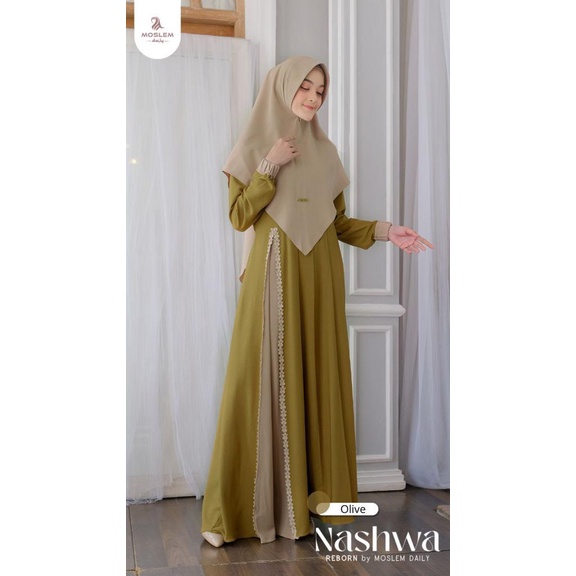 Gamis Nashwa Reborn set Pashmina set Khimar dan set Kids original by Moslem Daily
