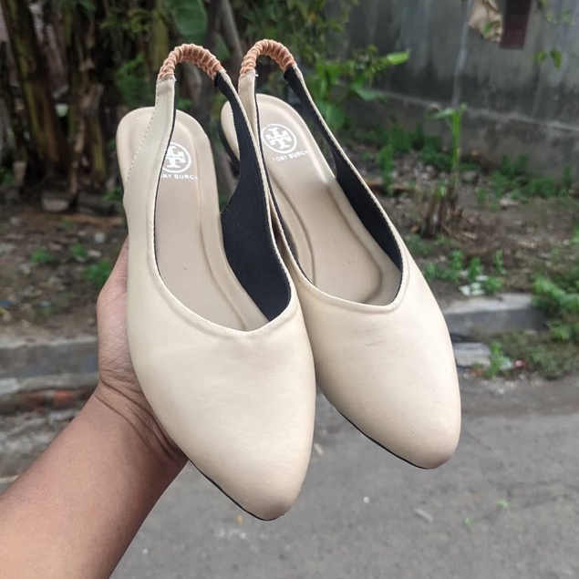 Tory Mules Stiletto - Sepatu Flat Shoes Wanita Terbaru Flat Tali Polos Cewek Kekinian Kerja Flatshoes Pesta Murah Best Seller