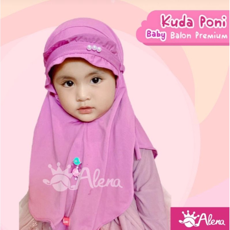 HIJAB ALENA BABY 'Kuda Poni' ORI ALENA | Kerudung/Jilbab/Bergo bayi | Hijab instan anak bayi