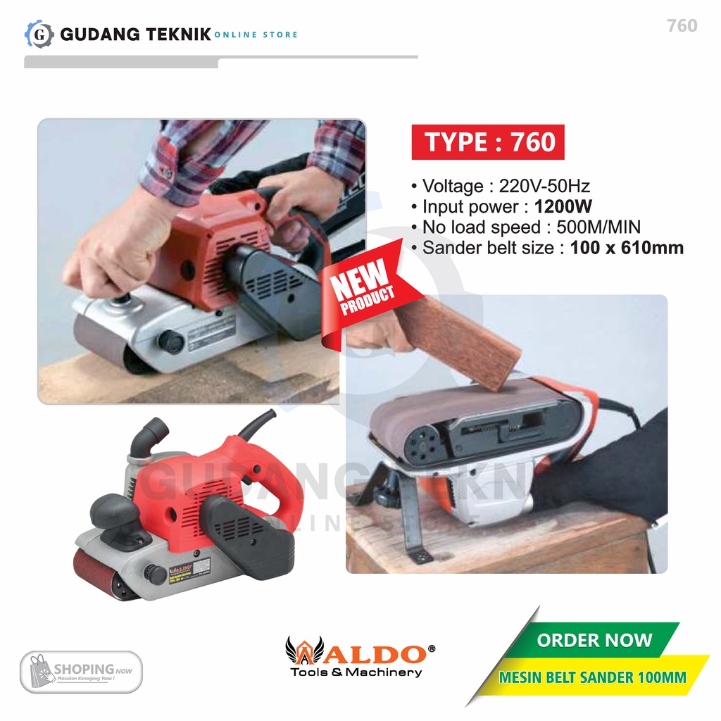 Mesin Amplas Duduk Belt Sander ALDO 760 / Mesin Amplas Tank 100x610mm ALDO 760 - Sender Sander Bench ALDO 760