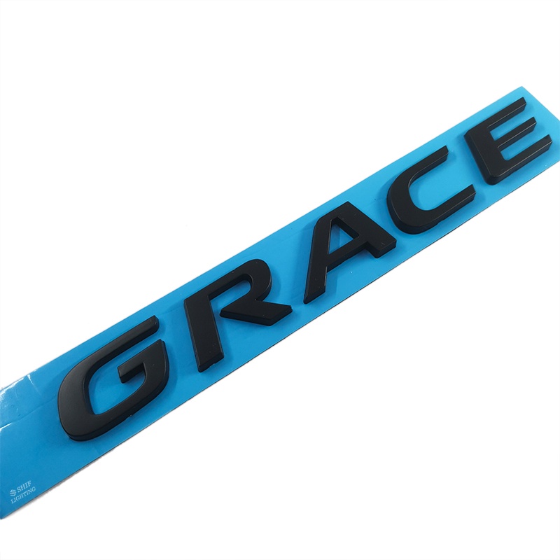 1pc Stiker Emblem Tulisan GRACE Bahan ABS Krom Warna Hitam Untuk Mobil HONDA GRACE